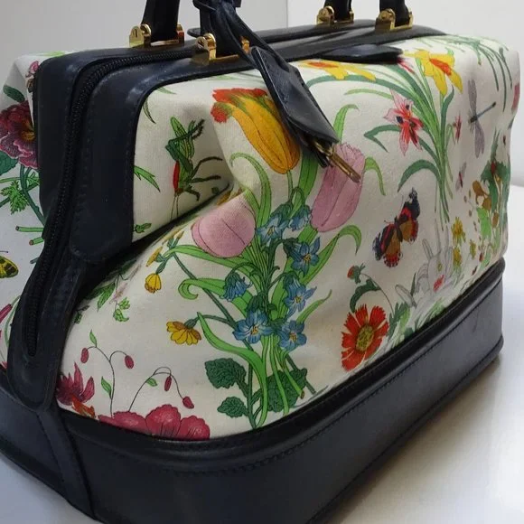 Auth GUCCI Flora Floral Flowers Canvas Leather Speedy Boston Duffel Handbag Bag - Picture 3 of 16